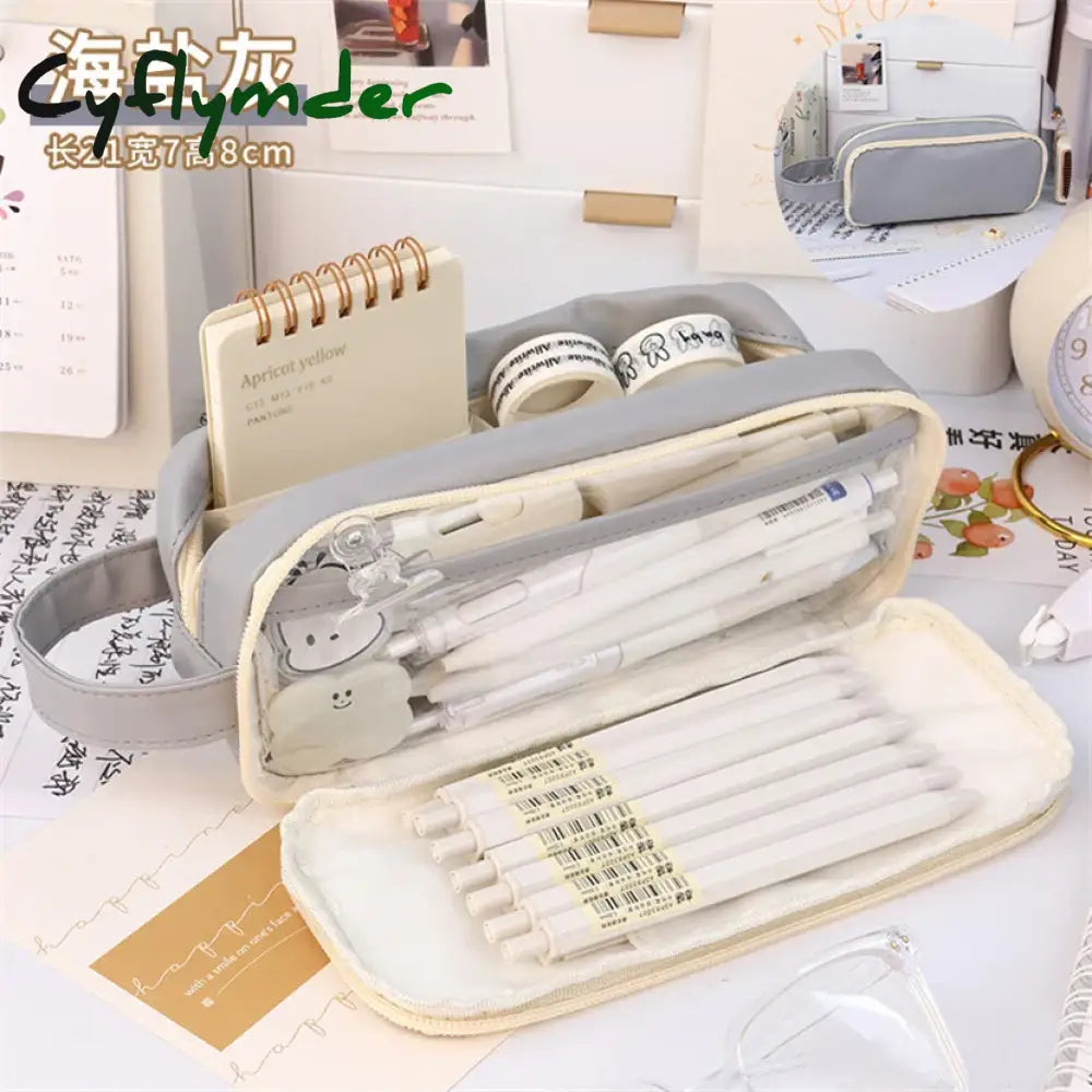 Cyflymder Transparent Pencil Case Trousse Portable Box Kawaii Fournitures Scolaire Waterproof
