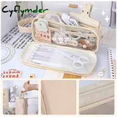 Cyflymder Transparent Pencil Case Trousse Portable Box Kawaii Fournitures Scolaire Waterproof