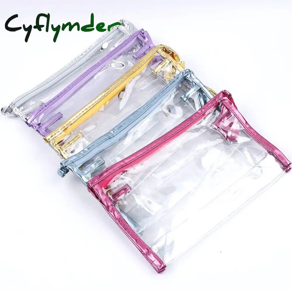 Cyflymder Transparent Plastic Cosmetic Toiletries Bag Women Pillow Shape Zipper Makeup Bags Case