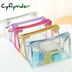 Cyflymder Transparent Plastic Cosmetic Toiletries Bag Women Pillow Shape Zipper Makeup Bags Case