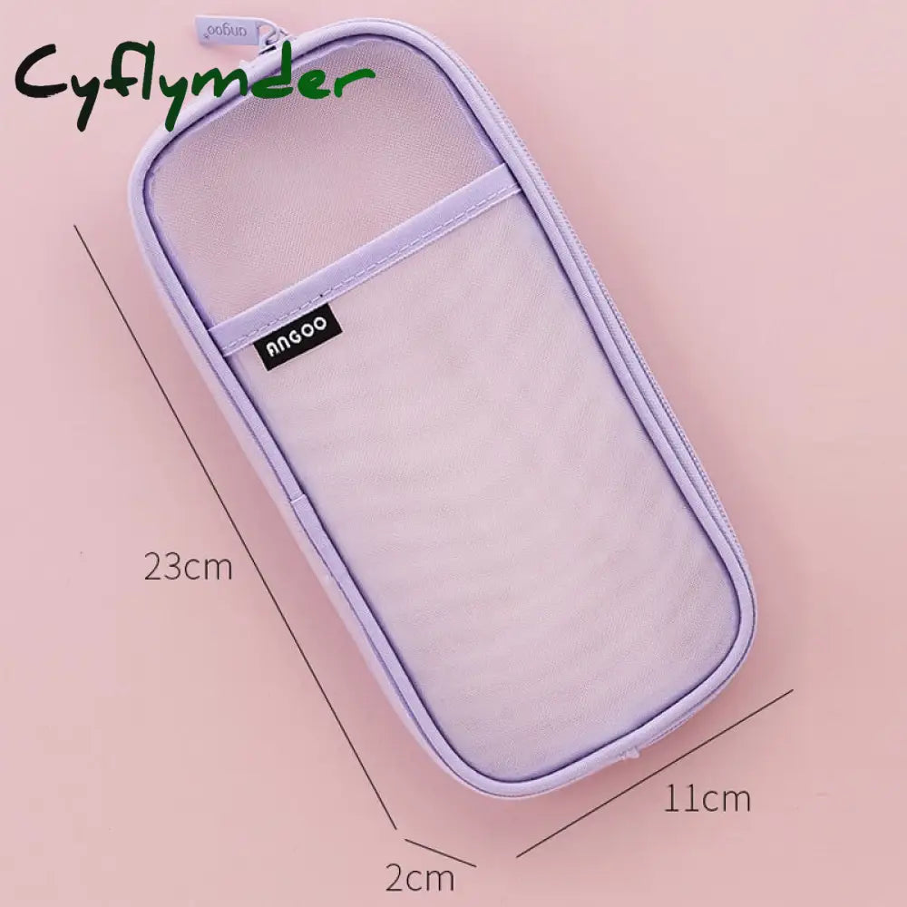 Cyflymder Transparent School Pencil Case For Students Colored Pen Bag Large Capacity Cute Storage