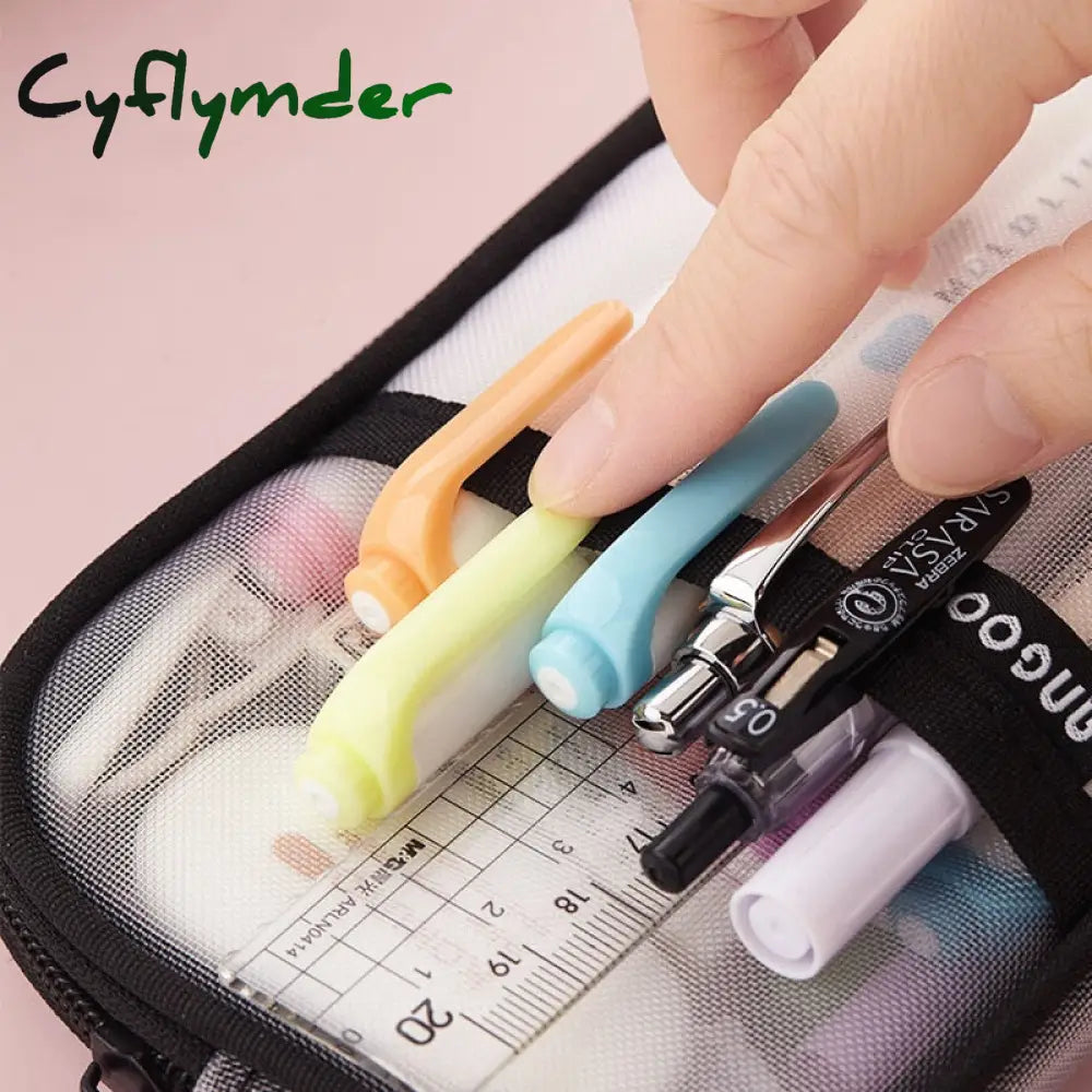 Cyflymder Transparent School Pencil Case For Students Colored Pen Bag Large Capacity Cute Storage