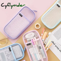 Cyflymder Transparent School Pencil Case For Students Colored Pen Bag Large Capacity Cute Storage