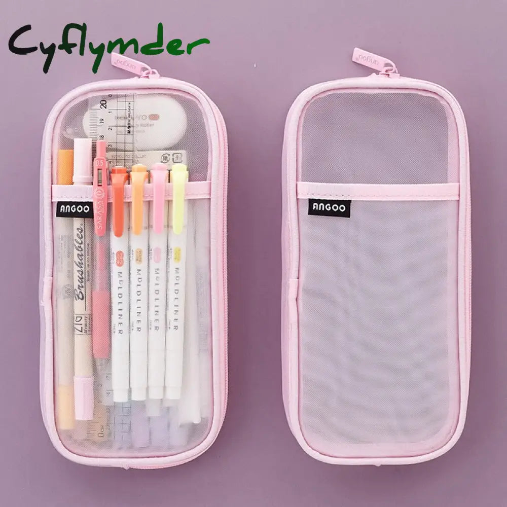 Cyflymder Transparent School Pencil Case For Students Colored Pen Bag Large Capacity Cute Storage