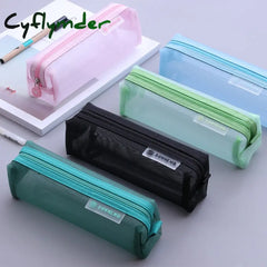 Cyflymder Transparent Stationery Pencil Bag Student Examination Dedicated Nylon Mesh Pen Case