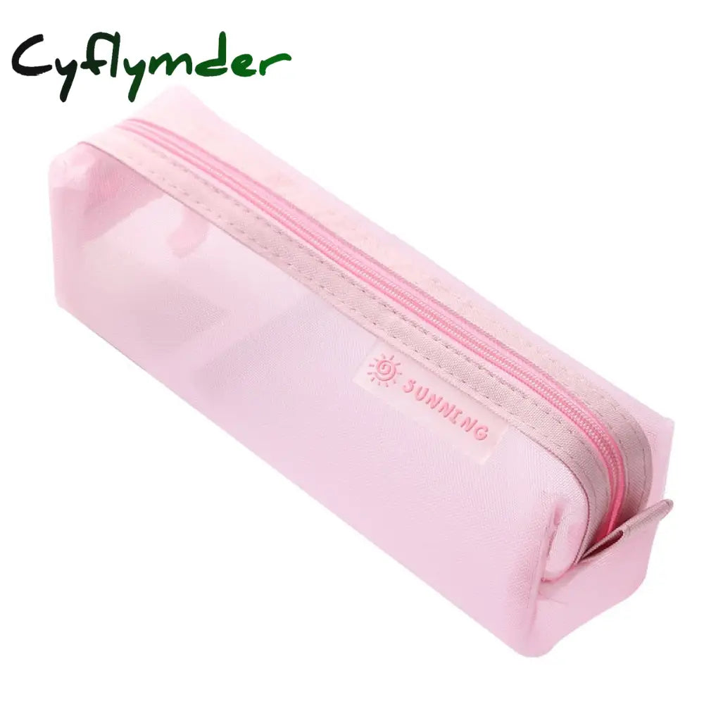 Cyflymder Transparent Stationery Pencil Bag Student Examination Dedicated Nylon Mesh Pen Case