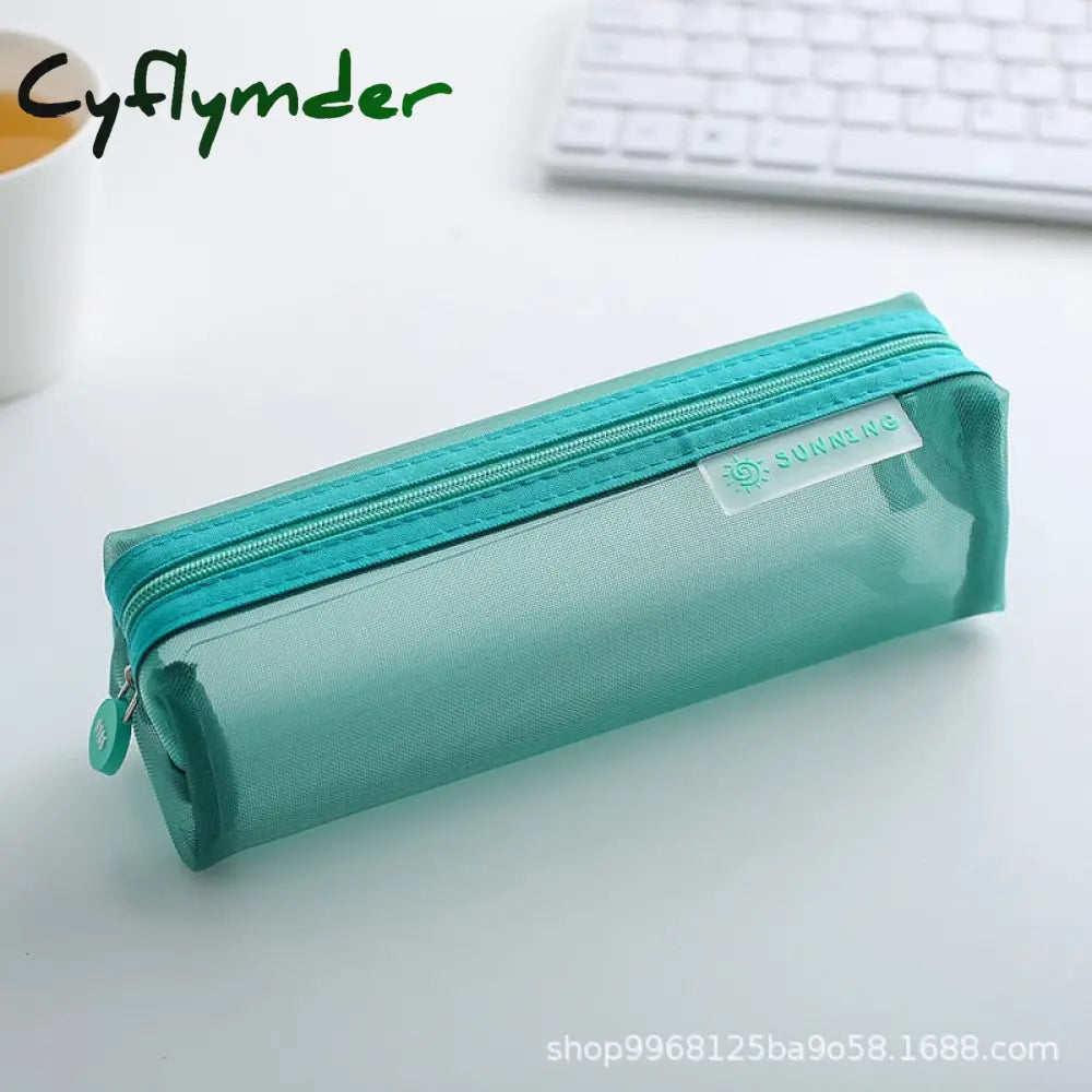 Cyflymder Transparent Stationery Pencil Bag Student Examination Dedicated Nylon Mesh Pen Case