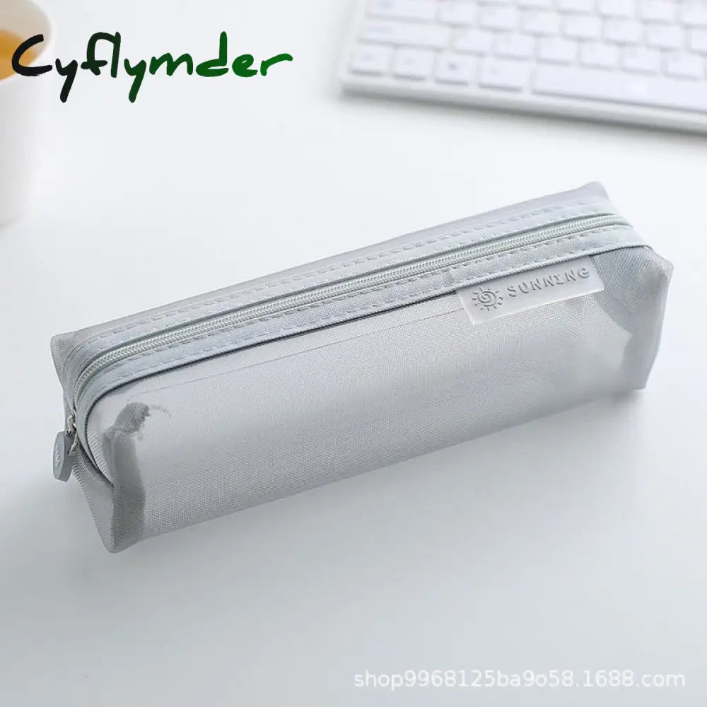 Cyflymder Transparent Stationery Pencil Bag Student Examination Dedicated Nylon Mesh Pen Case