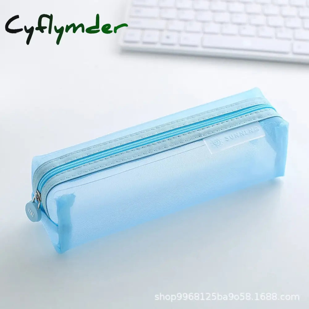 Cyflymder Transparent Stationery Pencil Bag Student Examination Dedicated Nylon Mesh Pen Case