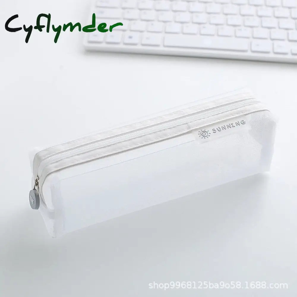 Cyflymder Transparent Stationery Pencil Bag Student Examination Dedicated Nylon Mesh Pen Case