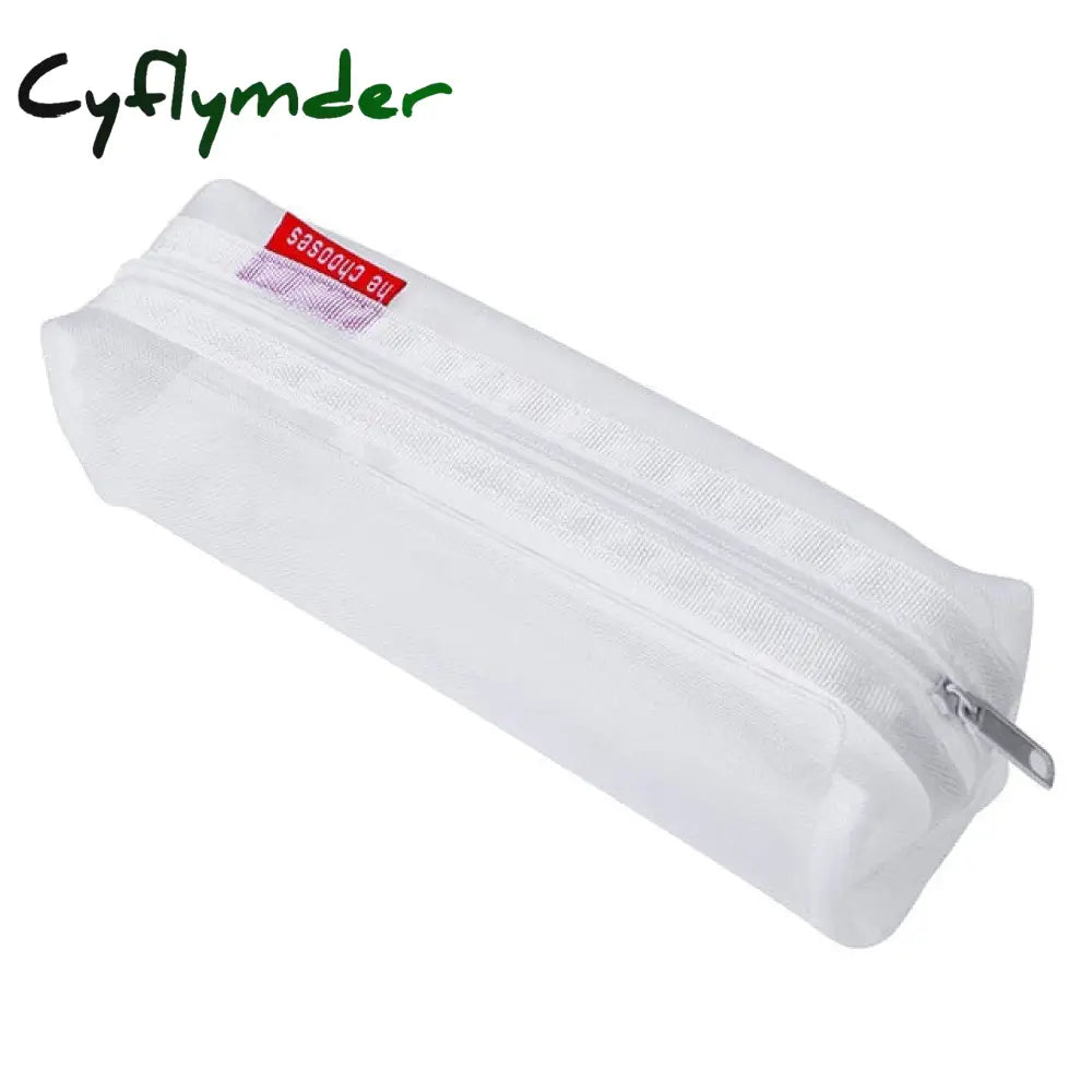 Cyflymder Transparent Stationery Pencil Bag Student Examination Dedicated Nylon Mesh Pen Case