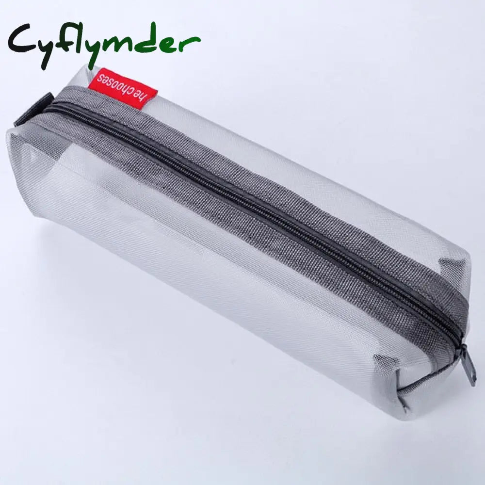 Cyflymder Transparent Stationery Pencil Bag Student Examination Dedicated Nylon Mesh Pen Case