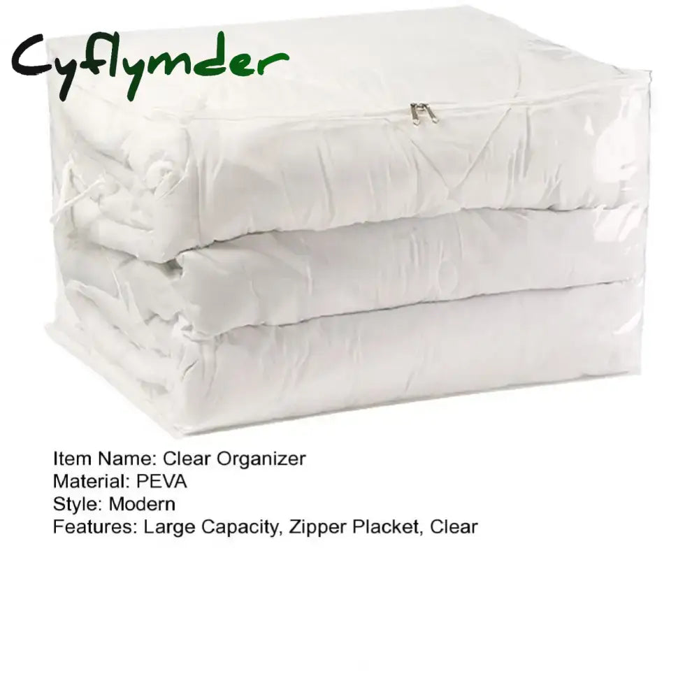 Cyflymder Transparent Storage Bags Clear Organizer Sweater Case Bed Linen Sheet Waterproof Vinyl