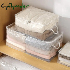 Cyflymder Transparent Storage Bags Clear Organizer Sweater Case Bed Linen Sheet Waterproof Vinyl