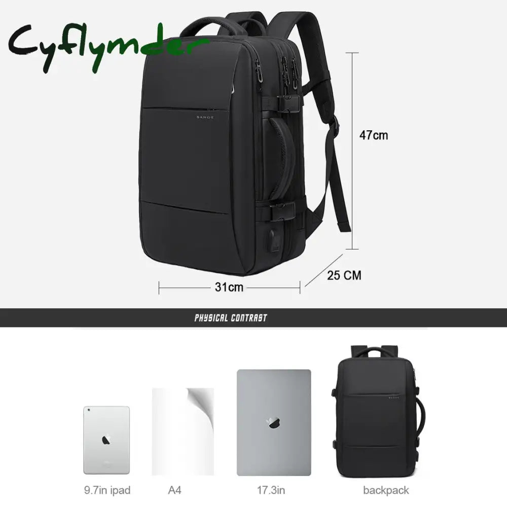 Cyflymder Travel Backpack Men Business Aesthetic School Expandable Usb Bag Large Capacity 17.3