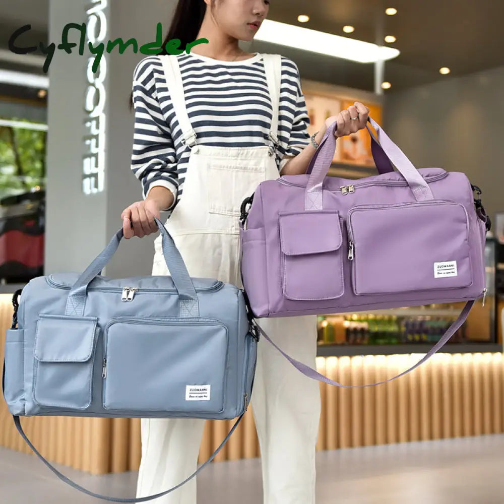 Cyflymder Travel Bag Luggage Handbag Women Shoulder Large Capacity Outdoor Waterproof Nylon Sports