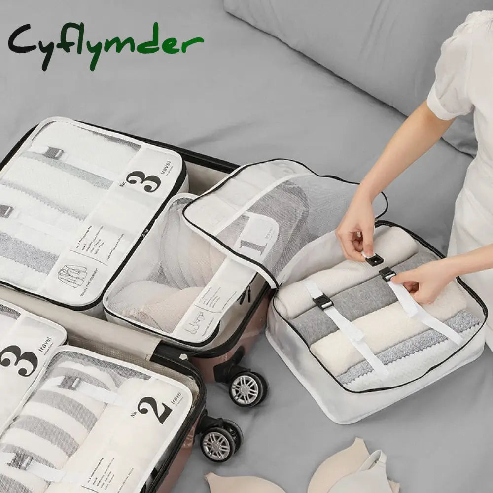 Cyflymder Travel Organizer Storage Bags Suitcase Packing Set Cases Portable Luggage Clothe Shoe