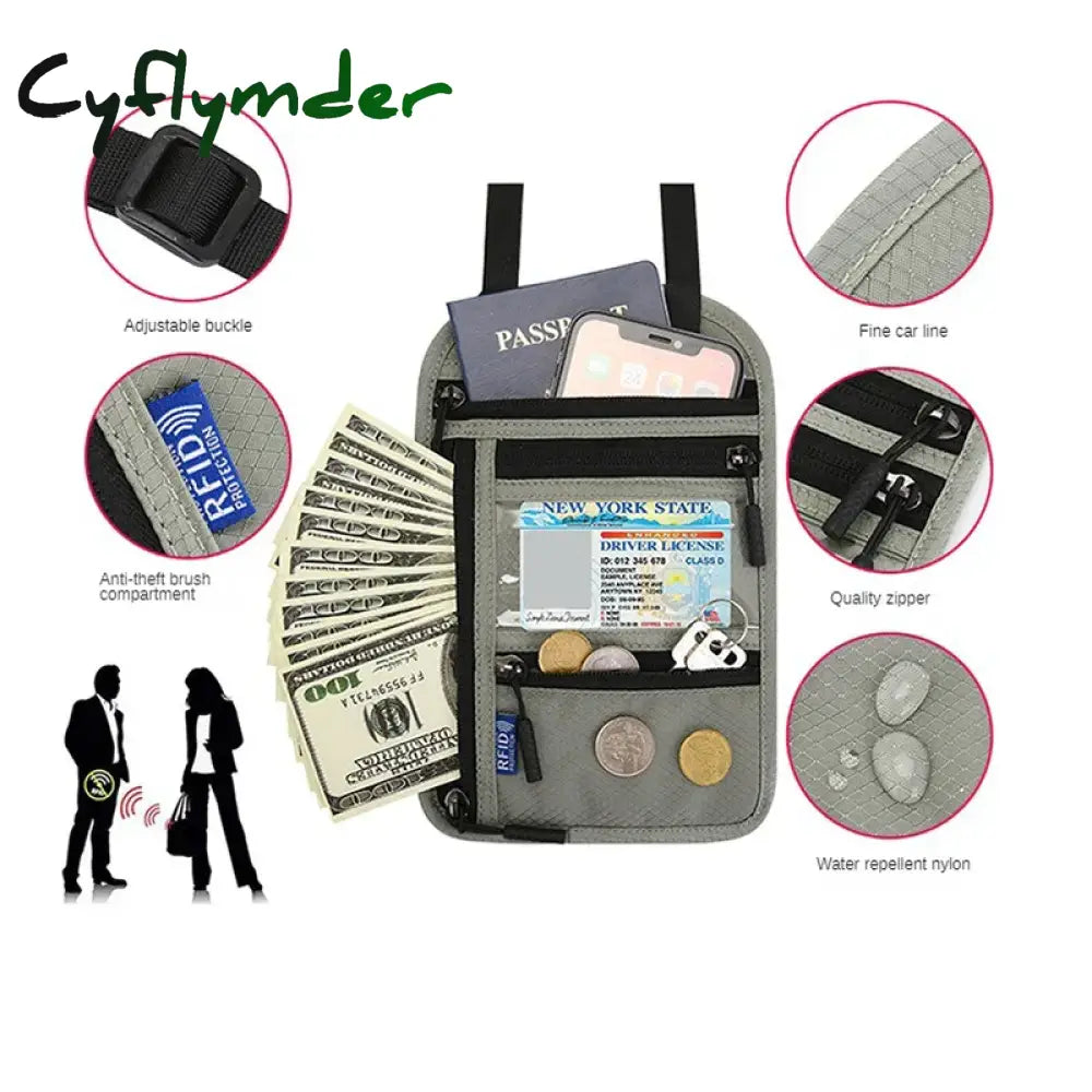 Cyflymder Travel Pouch Neck Wallet Family Passport Holder Organizer Case With Rfid Blocking