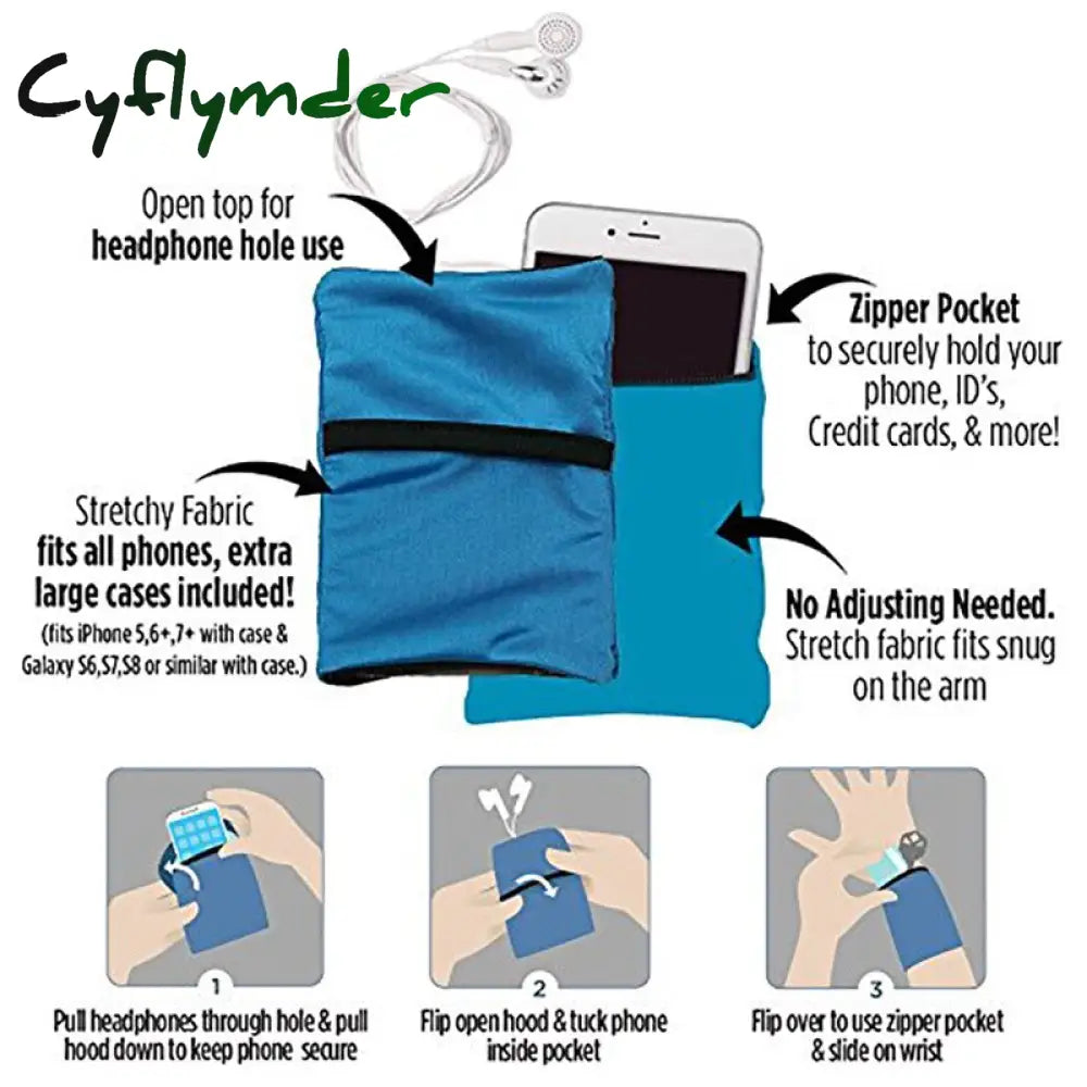 Cyflymder Travel Wrist Wallet Zipper Sport Belt Bag Pouch Portable Pocket Key For Storage Id Bank