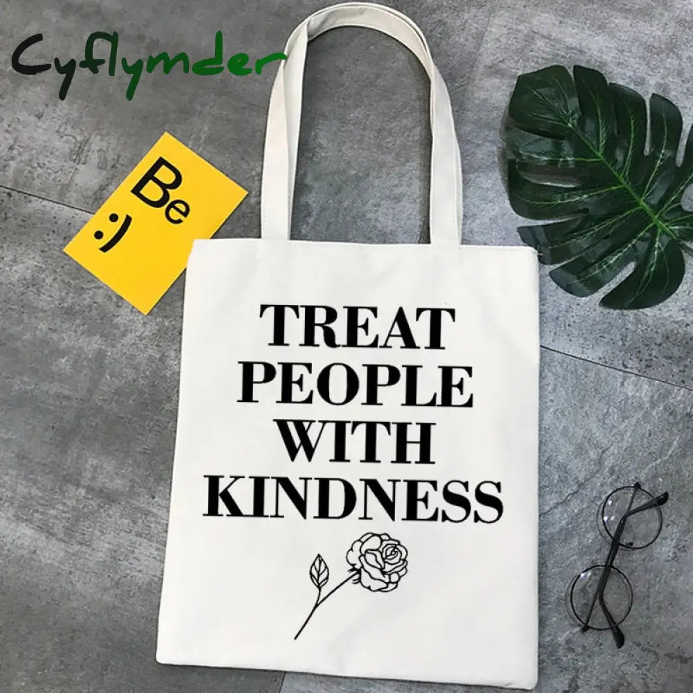 Cyflymder Treat People With Kindness Letter Casual Harry Styles Fashion Canvas Big Capacity
