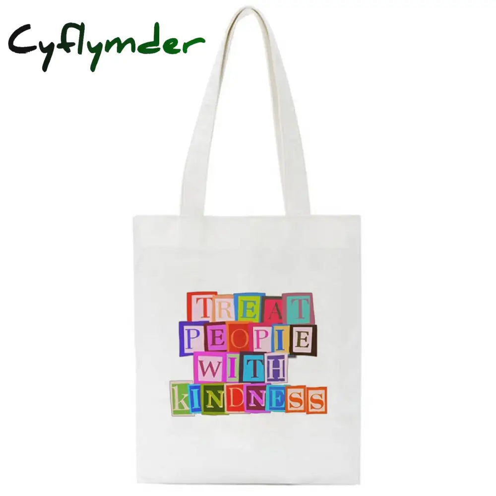 Cyflymder Treat People With Kindness Letter Casual Harry Styles Fashion Canvas Big Capacity