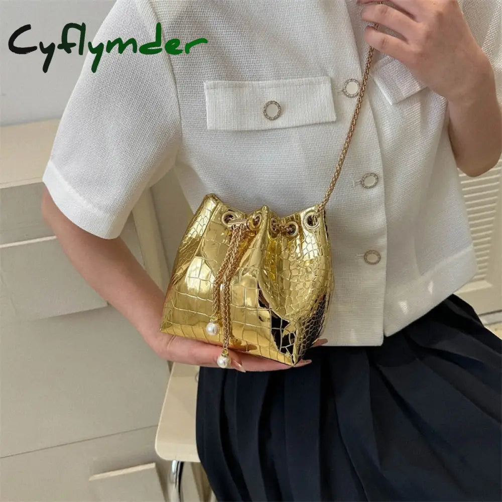 Cyflymder Trend Sequin Women Shoulder Bag Chain Crossbody Bucket Handbag Tote Female Messenger Bags