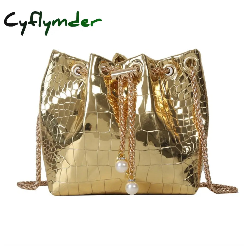 Cyflymder Trend Sequin Women Shoulder Bag Chain Crossbody Bucket Handbag Tote Female Messenger Bags