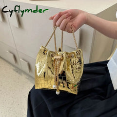 Cyflymder Trend Sequin Women Shoulder Bag Chain Crossbody Bucket Handbag Tote Female Messenger Bags