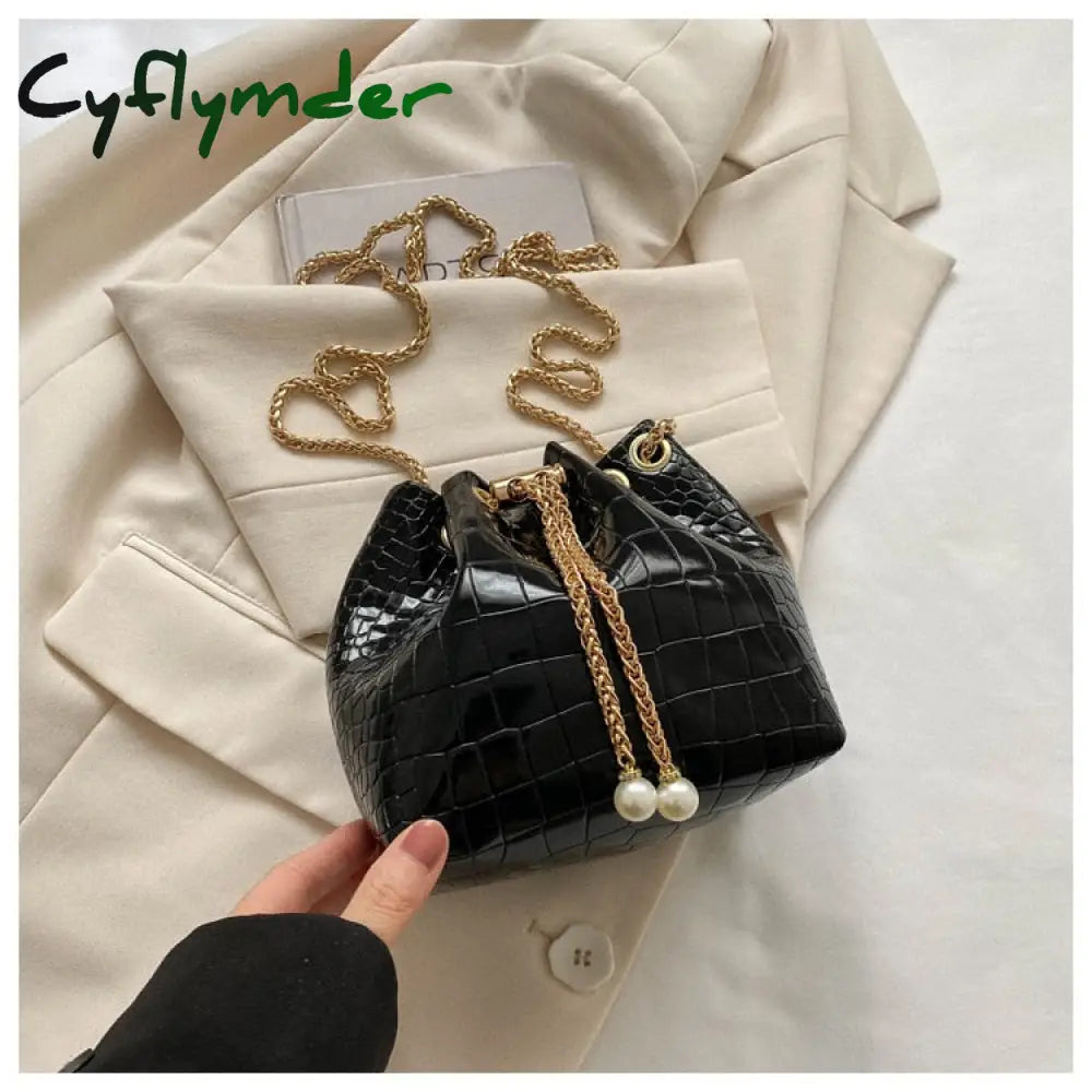 Cyflymder Trend Sequin Women Shoulder Bag Chain Crossbody Bucket Handbag Tote Female Messenger Bags