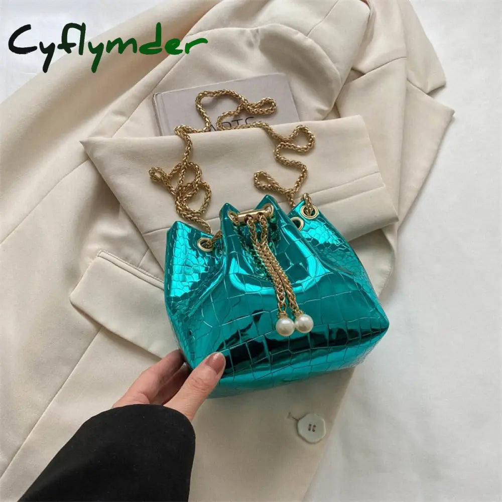 Cyflymder Trend Sequin Women Shoulder Bag Chain Crossbody Bucket Handbag Tote Female Messenger Bags