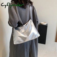 Cyflymder Trendy Designer Silver Tote Large Shoulder Crossbody Bags Women Handbags Purses New