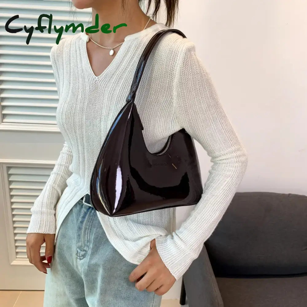 Cyflymder Trendy Designer Solid Shoulder Bags For Women Handbags And Purses 2024 New Fashion Patent