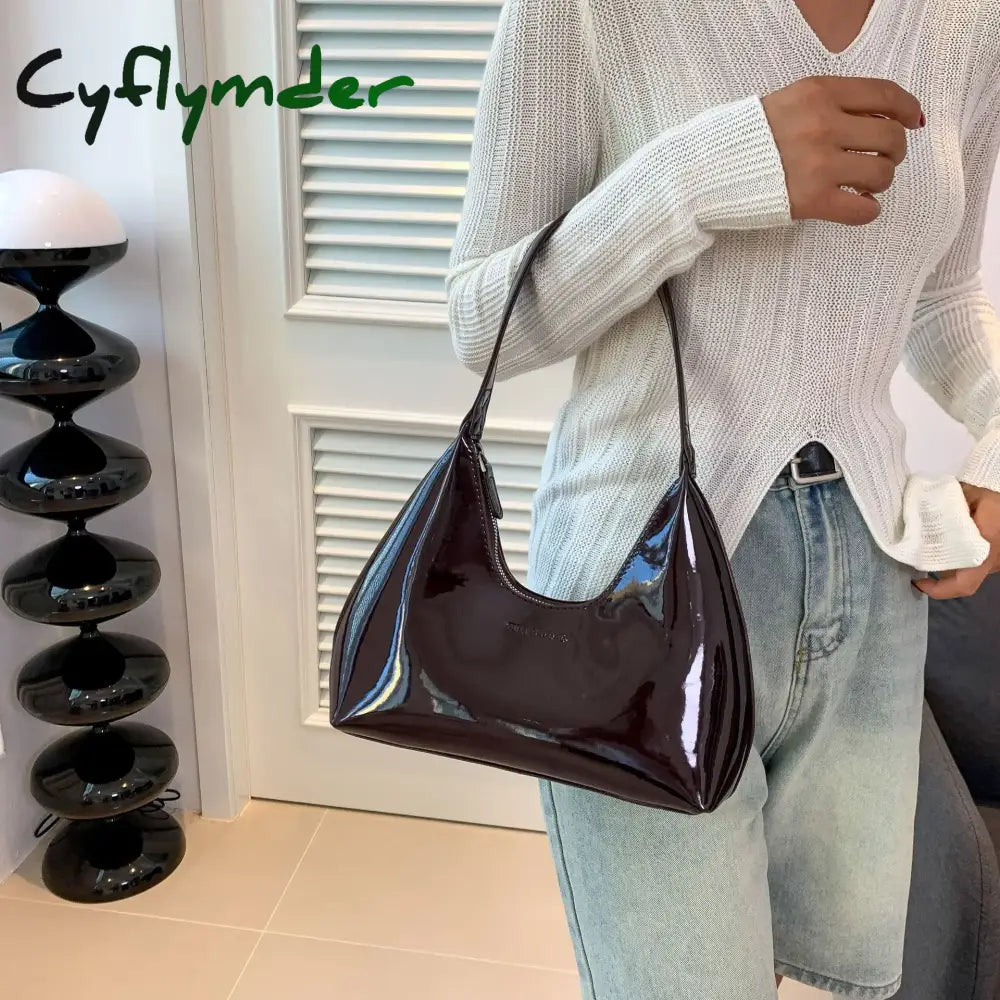 Cyflymder Trendy Designer Solid Shoulder Bags For Women Handbags And Purses 2024 New Fashion Patent