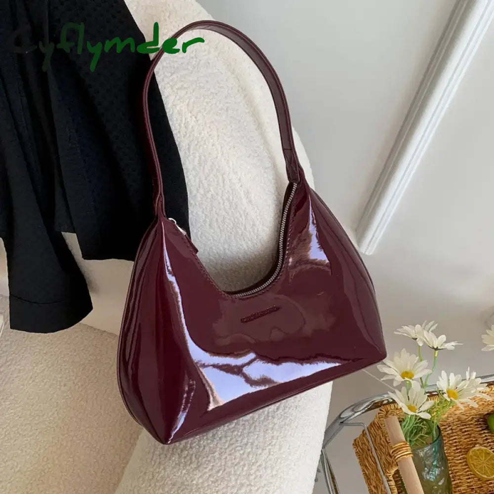 Cyflymder Trendy Designer Solid Shoulder Bags For Women Handbags And Purses 2024 New Fashion Patent