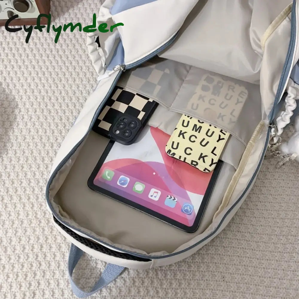 Cyflymder Trendy Women Green Laptop Waterproof School Bag Female Fashion Lady High Capacity College