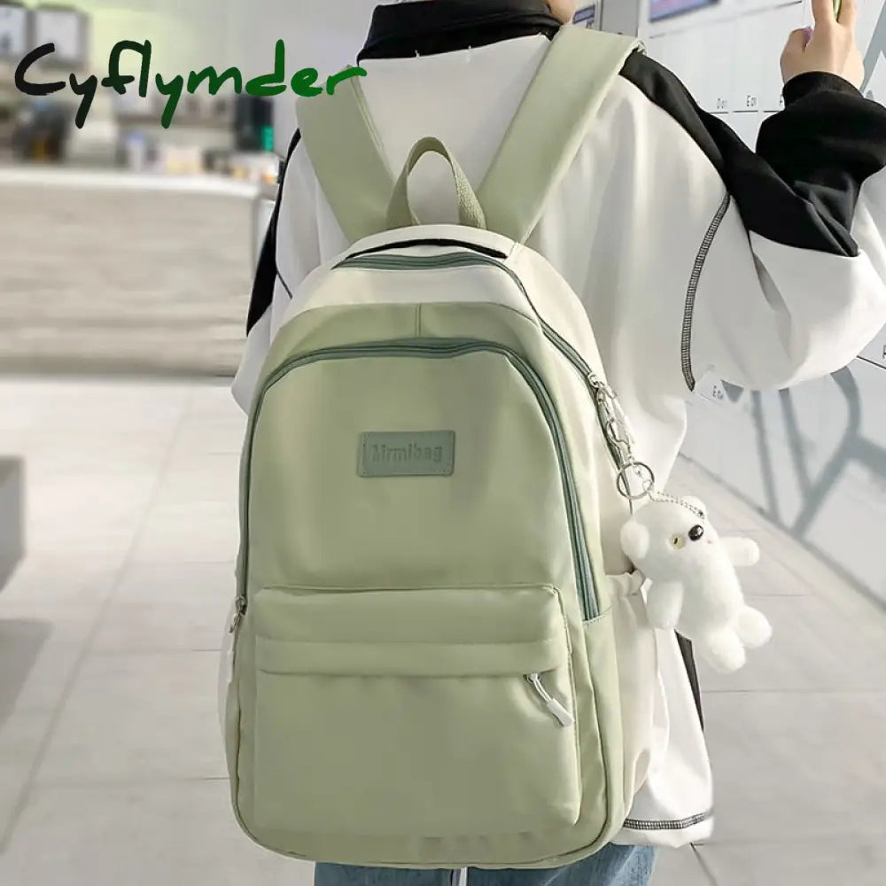 Cyflymder Trendy Women Green Laptop Waterproof School Bag Female Fashion Lady High Capacity College