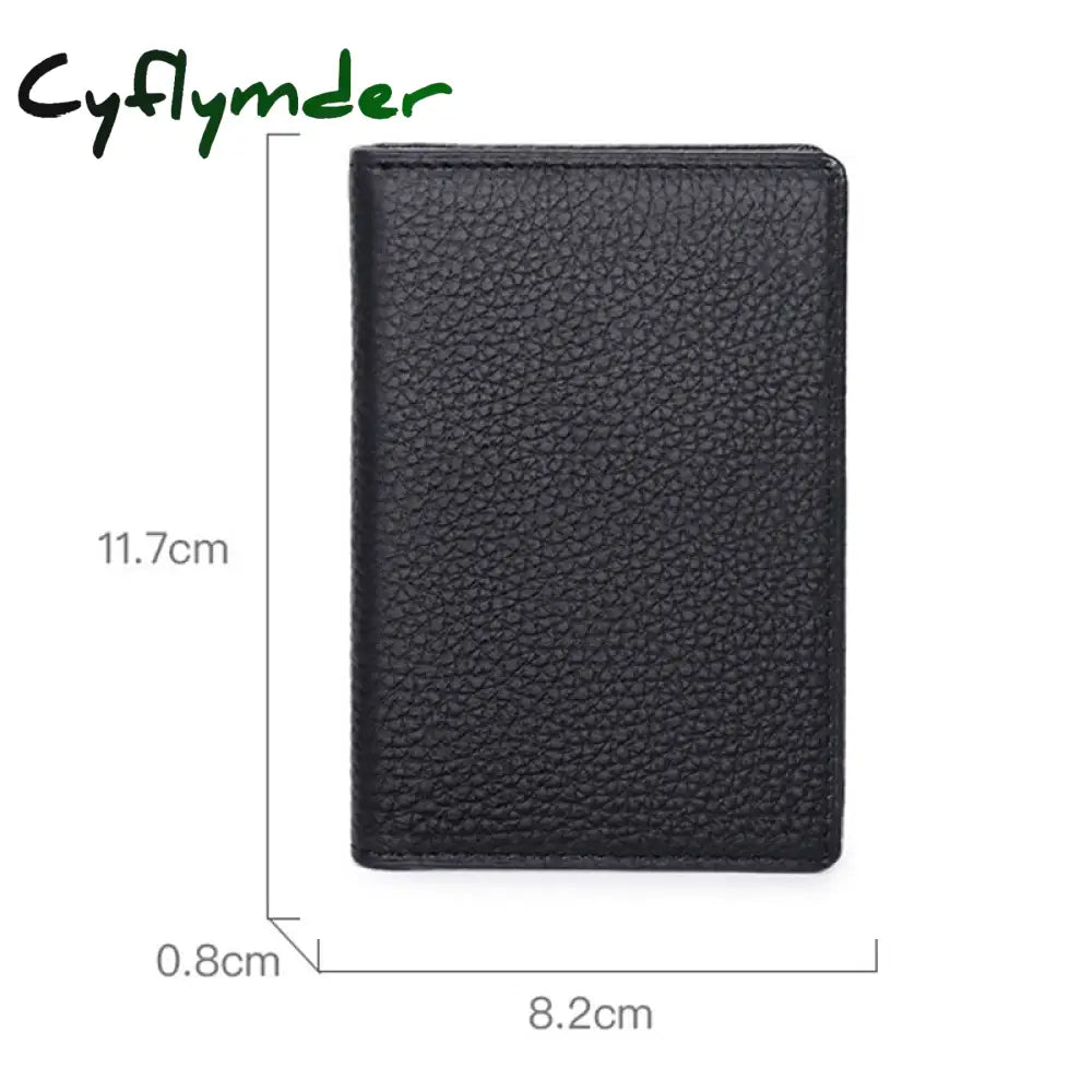 Cyflymder Ultra Slim Genuine Leather Card Holder Wallet For Men Thin Folding Bank Credit Small Mens