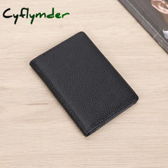 Cyflymder Ultra Slim Genuine Leather Card Holder Wallet For Men Thin Folding Bank Credit Small Mens