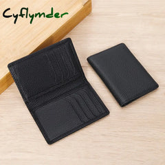 Cyflymder Ultra Slim Genuine Leather Card Holder Wallet For Men Thin Folding Bank Credit Small Mens