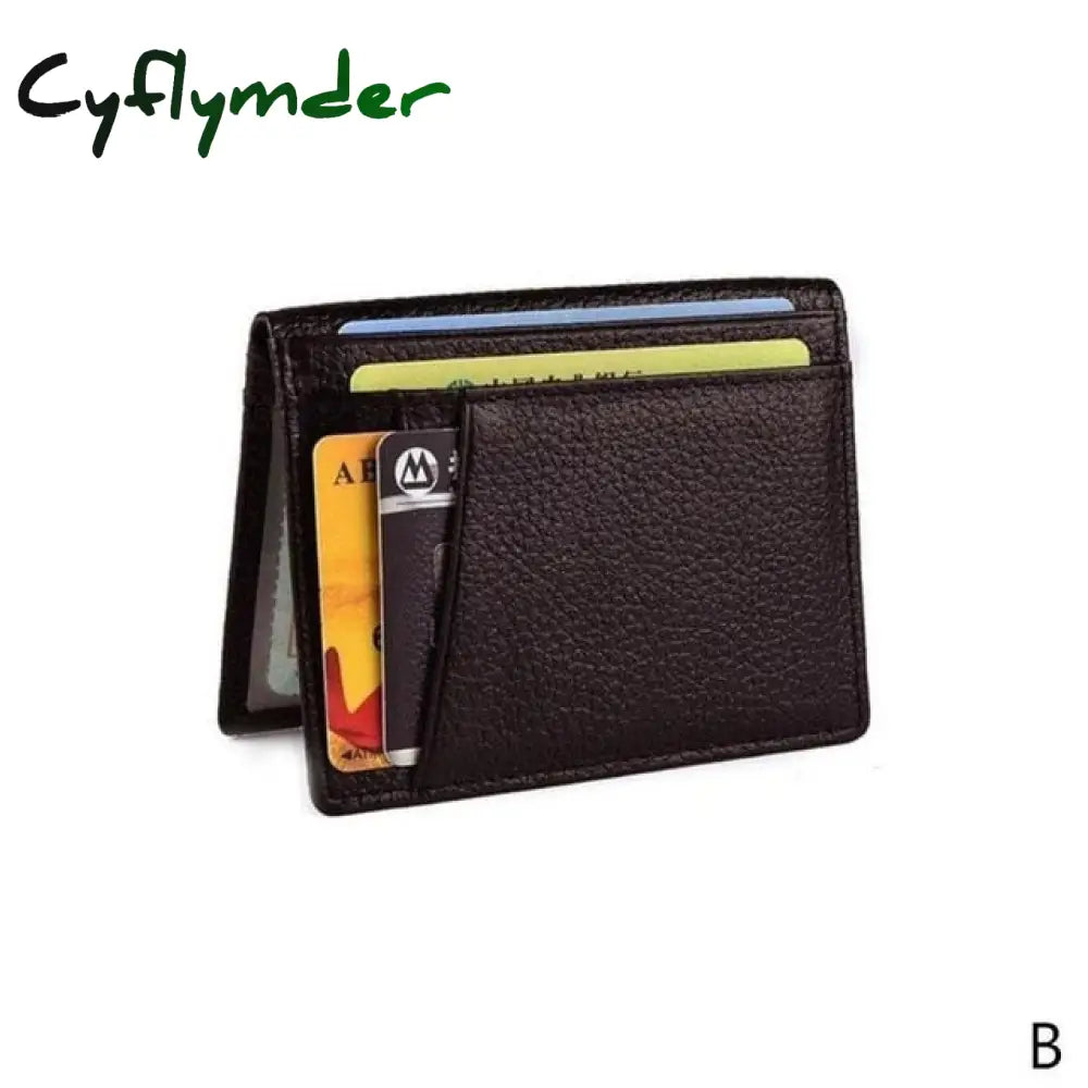 Cyflymder Ultra Slim Rfid Blocking Leather Wallet Credit Id Card For Men Holder Purse Case Money