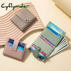 Cyflymder Ultra-Thin Genuine Leather Female Wallets Multifunction Small Soft Cowhide Coin Purse