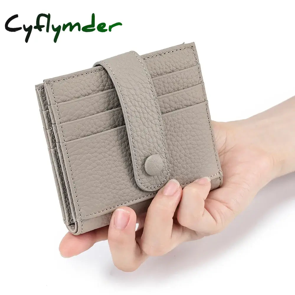 Cyflymder Ultra-Thin Genuine Leather Female Wallets Multifunction Small Soft Cowhide Coin Purse