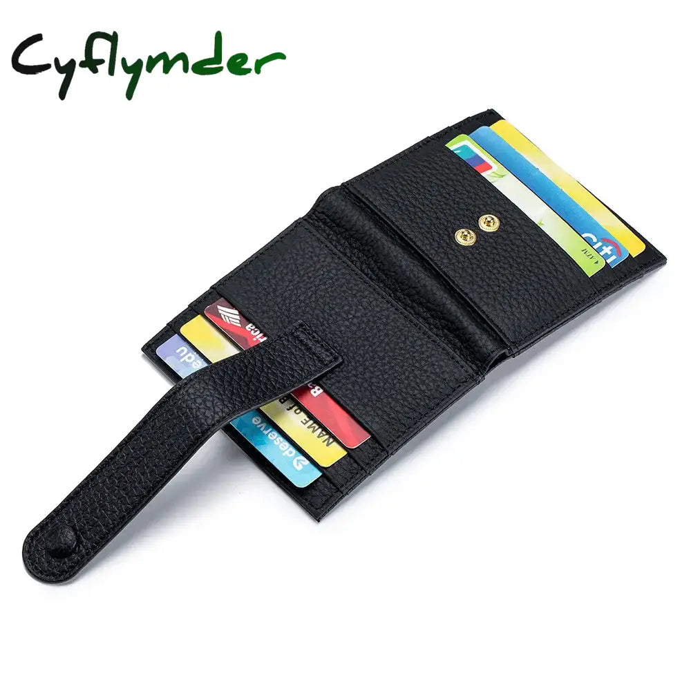 Cyflymder Ultra-Thin Genuine Leather Female Wallets Multifunction Small Soft Cowhide Coin Purse