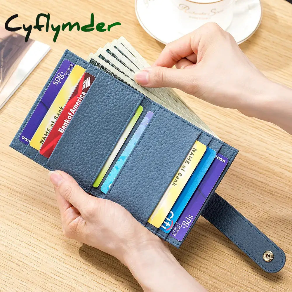 Cyflymder Ultra-Thin Genuine Leather Female Wallets Multifunction Small Soft Cowhide Coin Purse