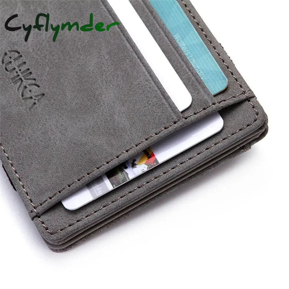 Cyflymder Ultra Thin New Men Male Pu Leather Mini Small Magic Wallets Zipper Coin Purse Pouch