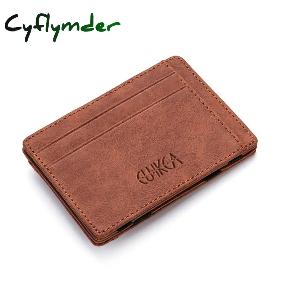 Cyflymder Ultra Thin New Men Male Pu Leather Mini Small Magic Wallets Zipper Coin Purse Pouch