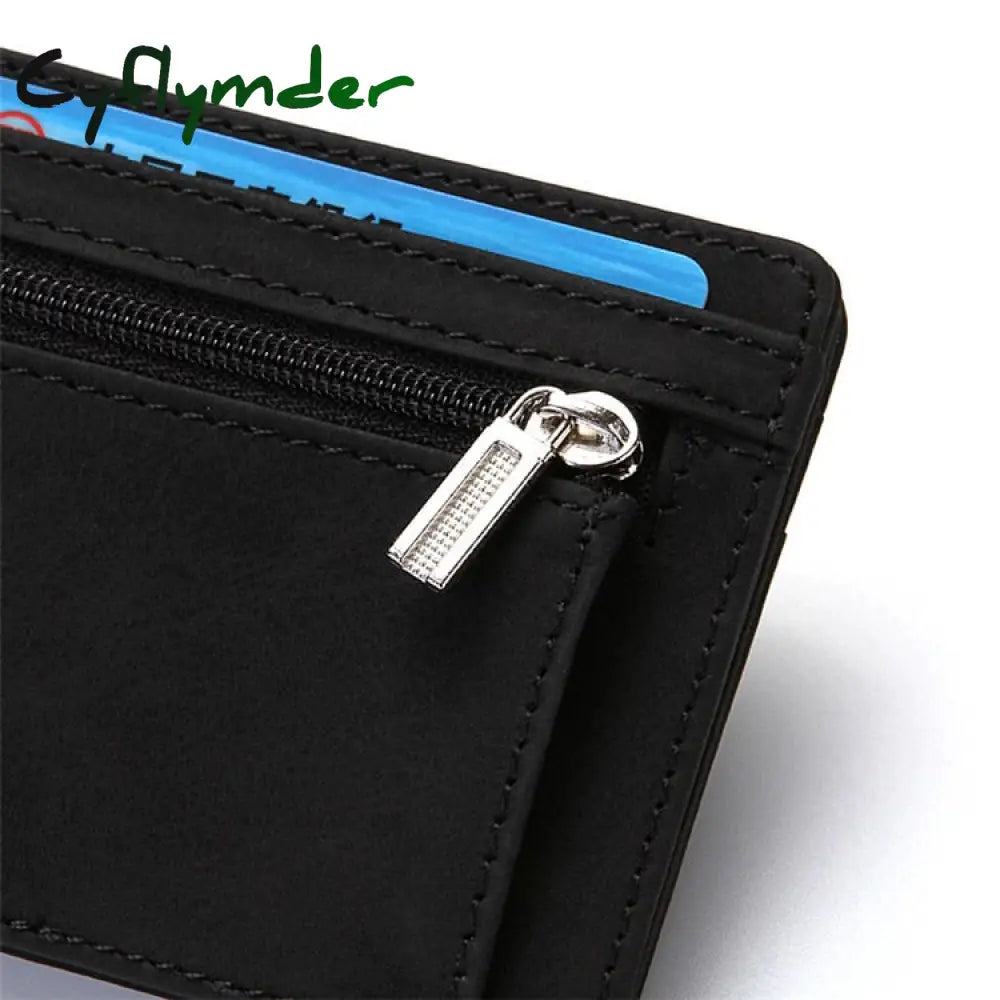 Cyflymder Ultra Thin New Men Male Pu Leather Mini Small Magic Wallets Zipper Coin Purse Pouch