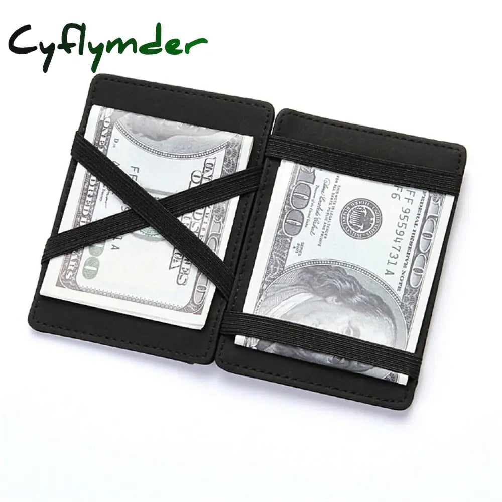 Cyflymder Ultra Thin New Men Male Pu Leather Mini Small Magic Wallets Zipper Coin Purse Pouch