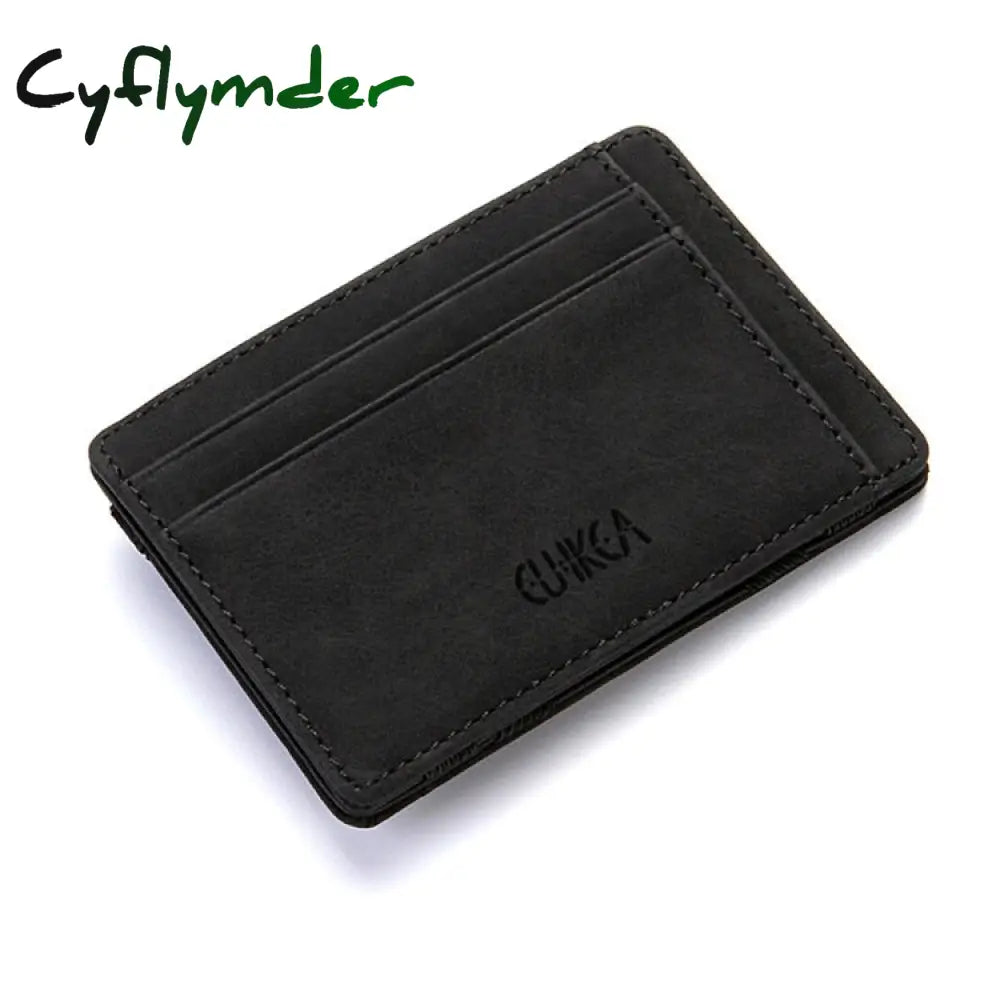 Cyflymder Ultra Thin New Men Male Pu Leather Mini Small Magic Wallets Zipper Coin Purse Pouch