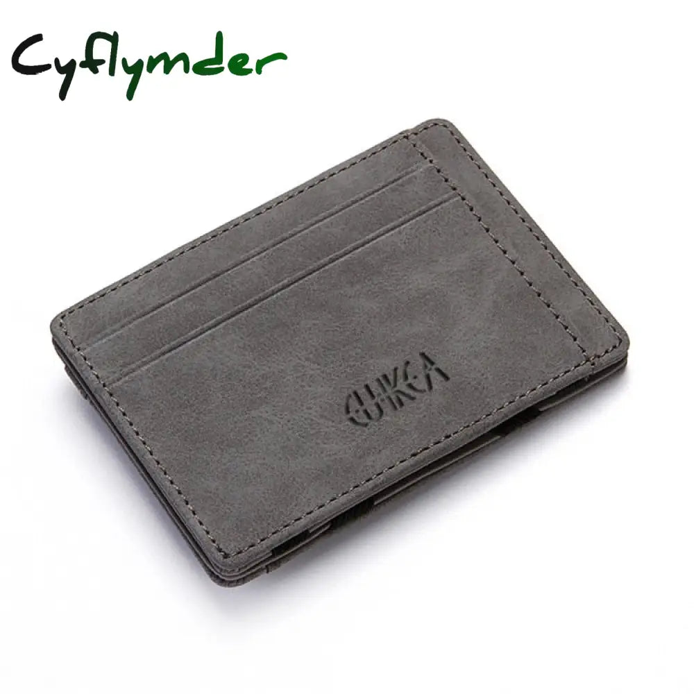 Cyflymder Ultra Thin New Men Male Pu Leather Mini Small Magic Wallets Zipper Coin Purse Pouch